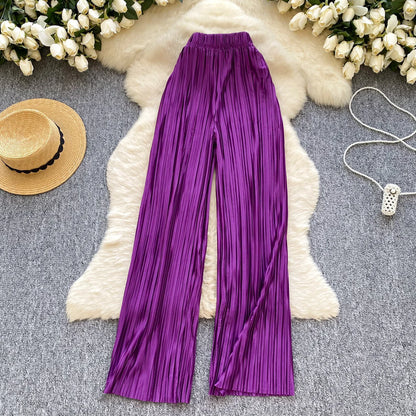 2025 Summer Casual Wide Leg Pants Women Print High Waist Trousers Girls Outdoor Pants Wholesale