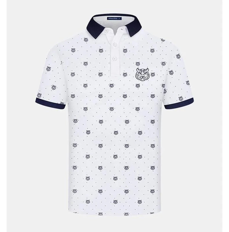 Men's Summer Polo T-Shirt 100% Cotton Breathable Print