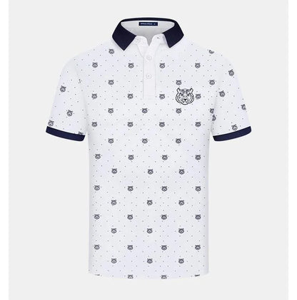 Men's Summer Polo T-Shirt 100% Cotton Breathable Print