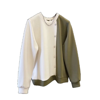 Stylish Apricot Casual Round-Neck Patchwork Hoodie for Women Autumn