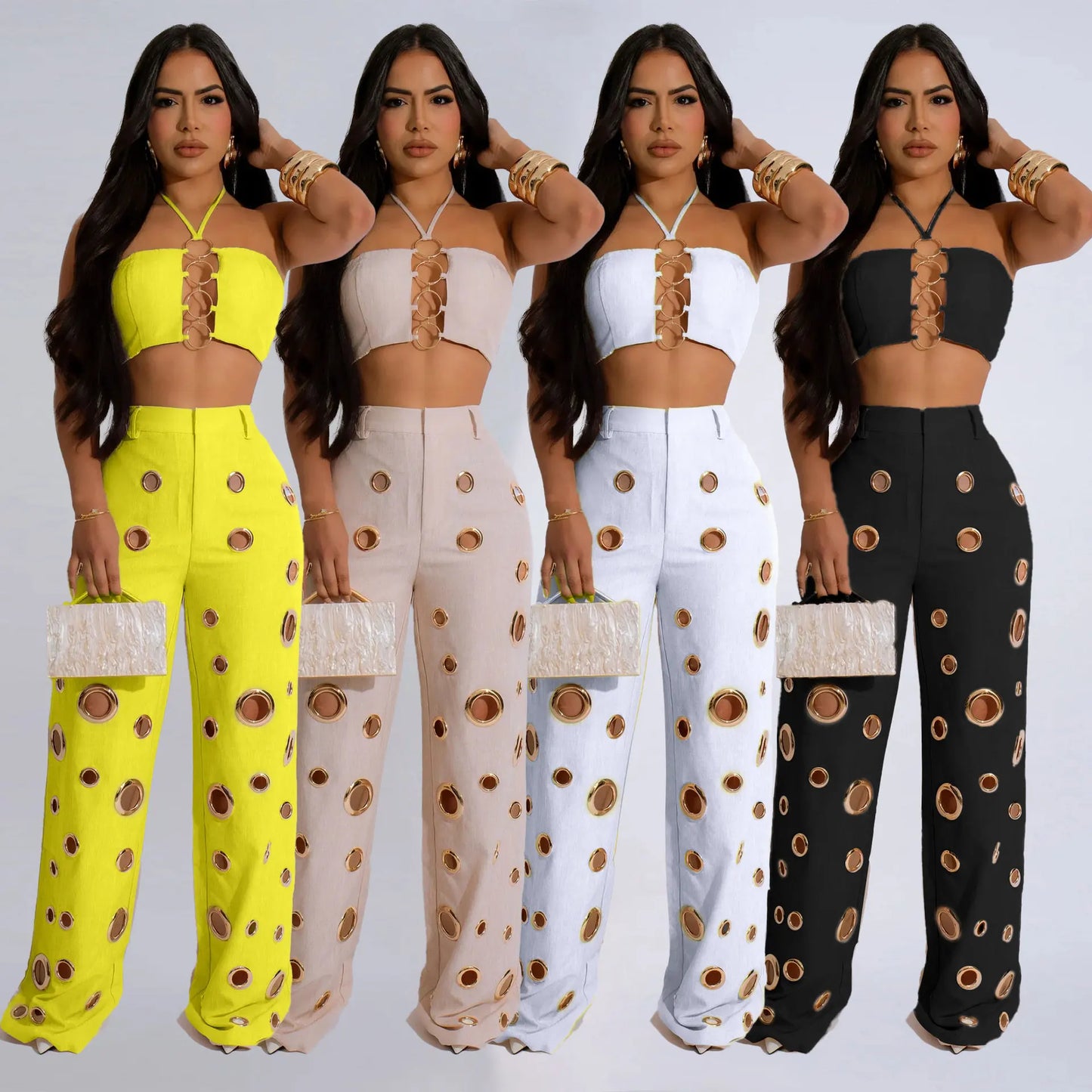 UNIKCOSA Women’s Leopard Print 2-Piece Set – Halter Hollow Tank Top & Ring Detail Knee Shorts (Streetwear Chic 2025 Edition)