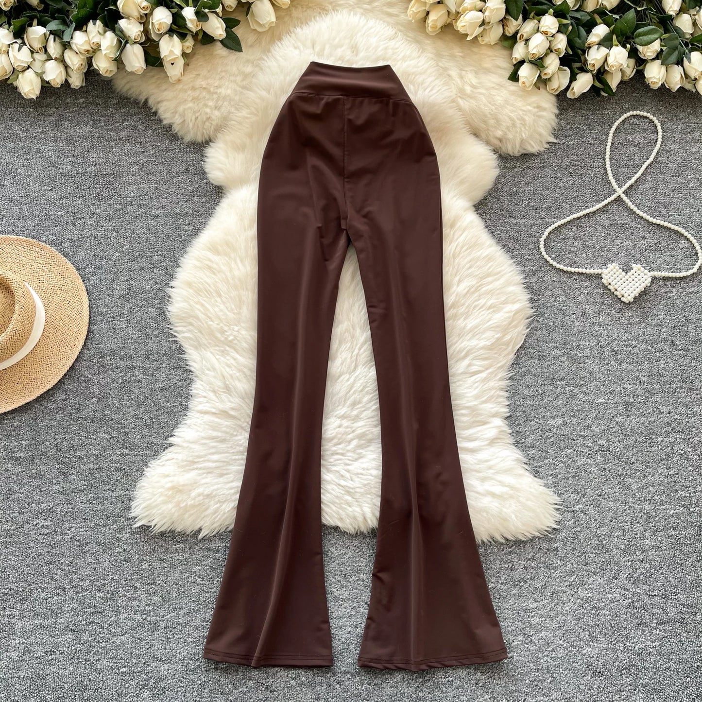 UNIKCOSA Women’s Spring Flare Pants – 2025 High-Waist Printed Long Trousers (Casual Chic Edition)
