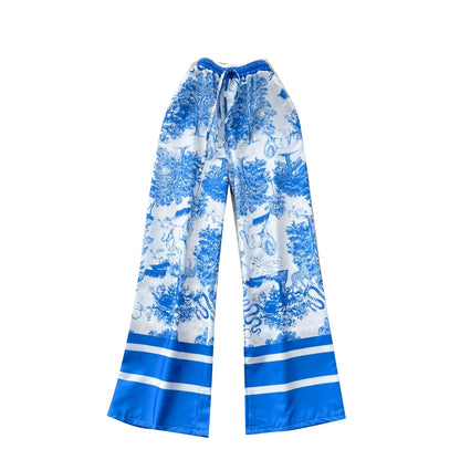 UNIKCOSA Women’s Summer Wide-Leg Pants – High Elastic Waist Printed Outdoor Trousers (Casual Street Chic Edition)