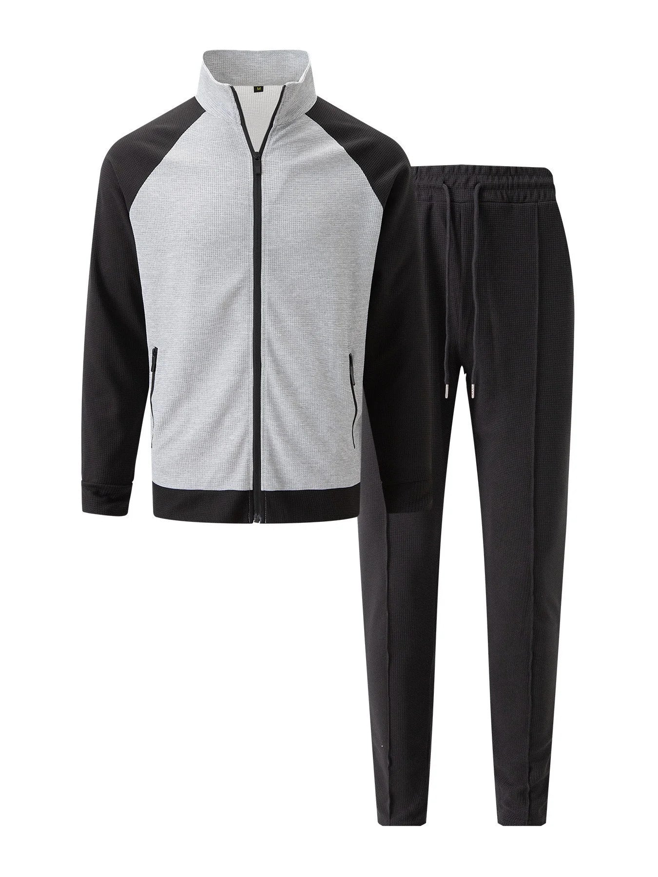 UNIKCOSA Men’s Colorblock Tracksuit – Contrast Panel Zip Jacket & Drawstring Pants Two-Piece Athleisure Set (2025 Edition)