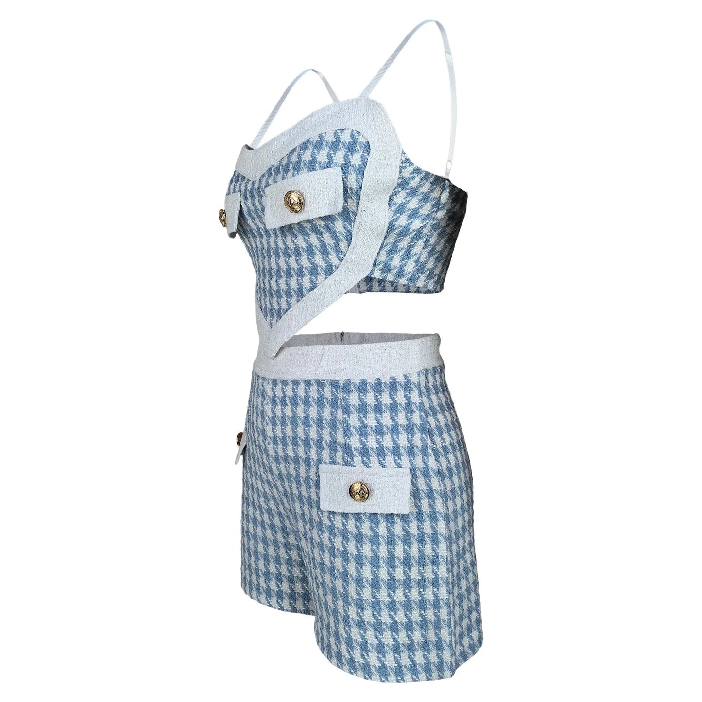 UNIKCOSA Women’s Houndstooth Knit Set – Cotton Tank Top & Shorts 2-Piece Summer Outfit (2025 Edition)