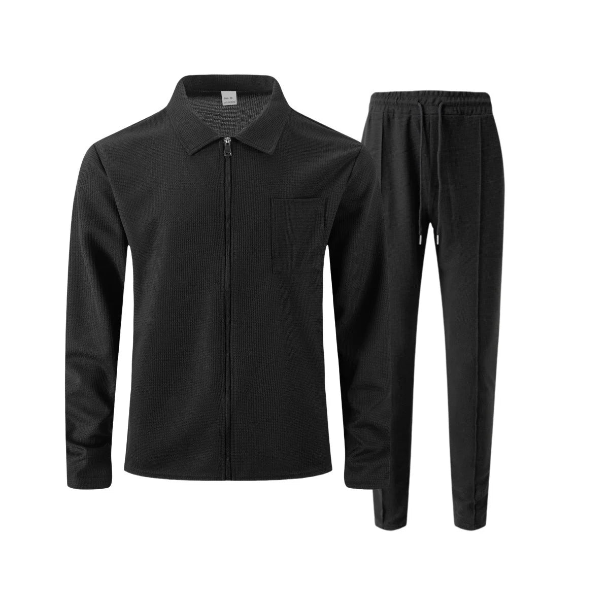 UNIKCOSA Men’s Autumn Outerwear Set – Long-Style Full-Zip Jacket & Pants Two-Piece Suit (220 GSM Polyester Edition)