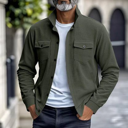 UNIKCOSA Men’s Corduroy Fleece Shirt – Full Button Long Sleeve Streetwear Overshirt (280 GSM Autumn/Winter Edition, S–3XL)