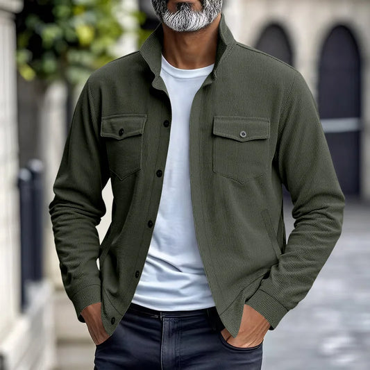 UNIKCOSA Men’s Corduroy Fleece Shirt – Full Button Long Sleeve Streetwear Overshirt (280 GSM Autumn/Winter Edition, S–3XL)