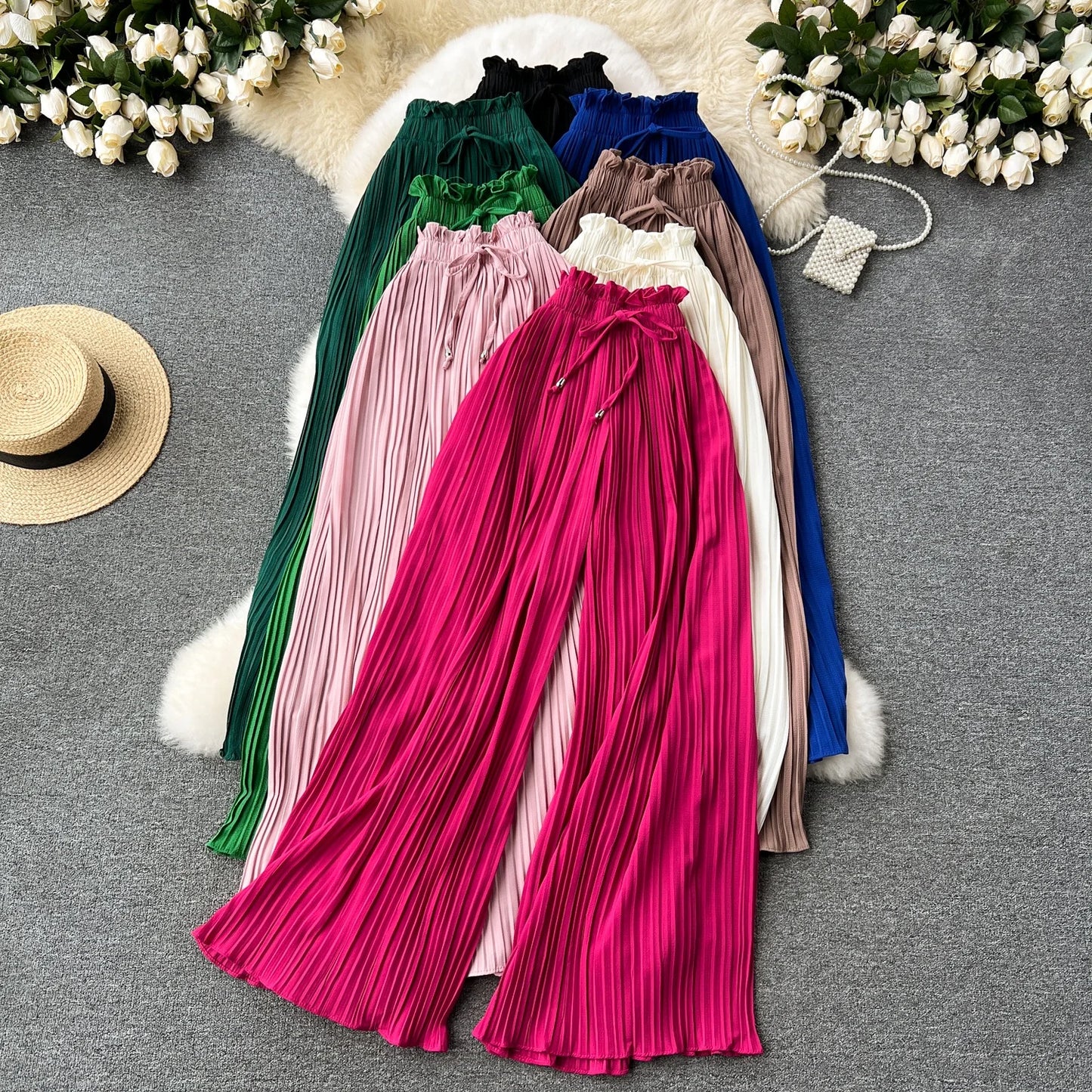 UNIKCOSA Women’s Summer High-Waist Tie Shorts – Loose Pleated Wide-Leg Casual Pants (Chic Edition)