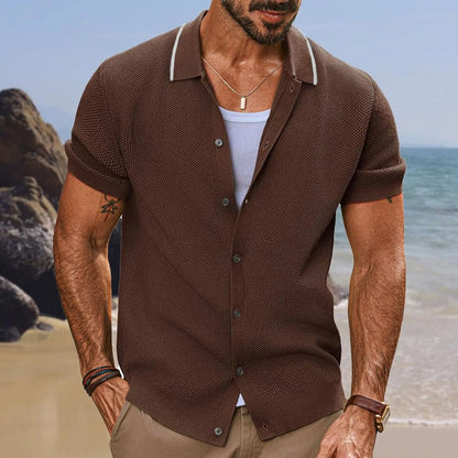 Breathable Summer Men's Casual Single-Breasted Knit Polo Shirt