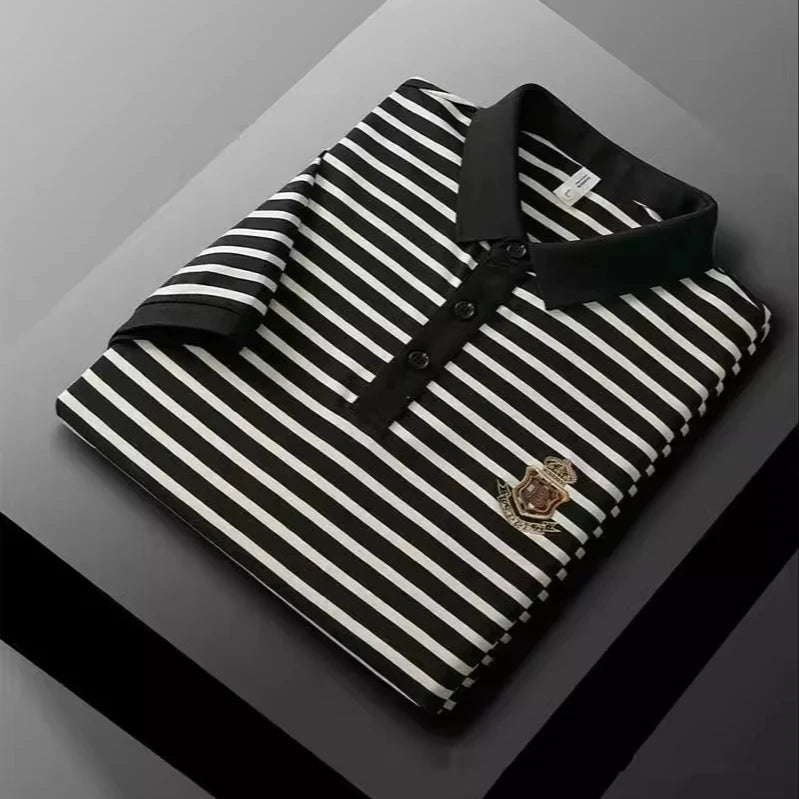 Premium 4XL Slim Fit Striped Polo Shirt for Men