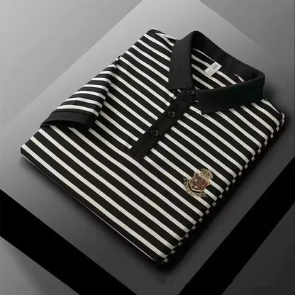 Premium 4XL Slim Fit Striped Polo Shirt for Men