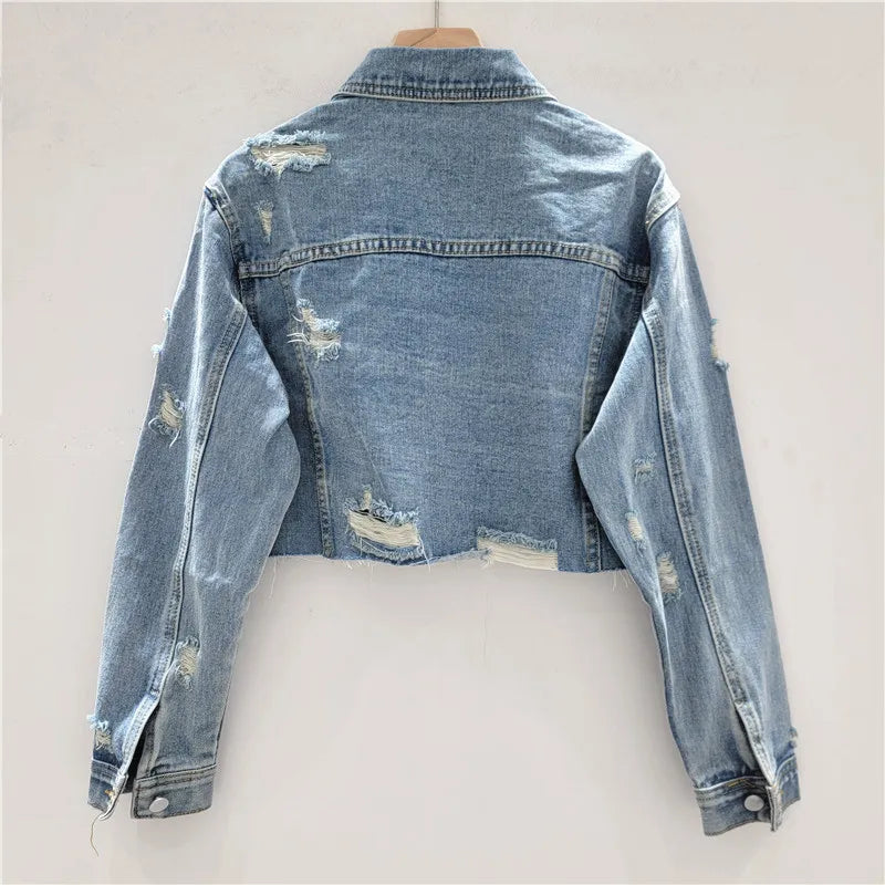 Trendy Women's Denim Jacket Casual Cute Fashionable Lightweight Style