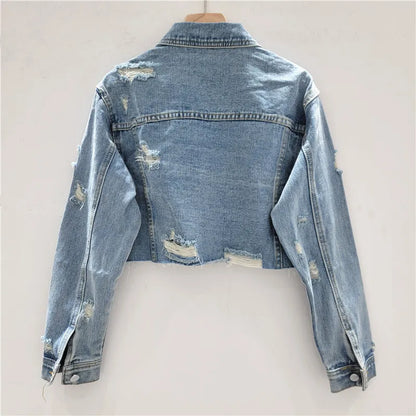 Trendy Women's Denim Jacket Casual Cute Fashionable Lightweight Style