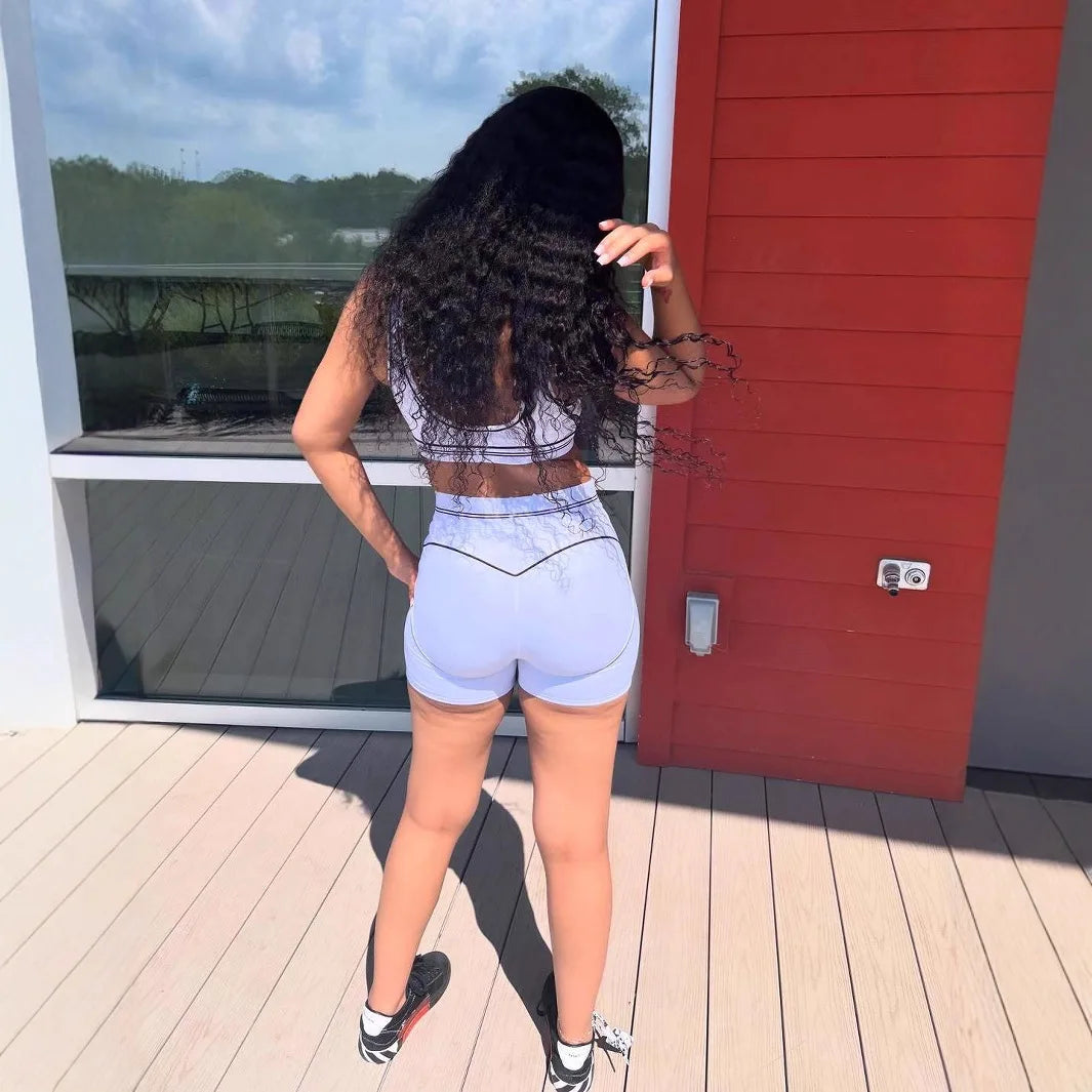 GX9008 Women’s Sleeveless Tank Top & Jogger Shorts Set