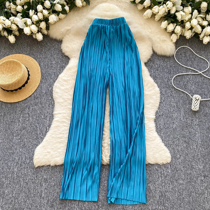 2025 Summer Casual Wide Leg Pants Women Print High Waist Trousers Girls Outdoor Pants Wholesale