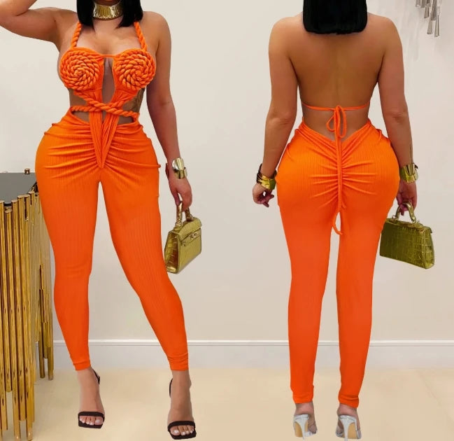 GX7489 Fashion 2025 Clothing Vendor Sexy Halter Sleeveless Jumpsuit