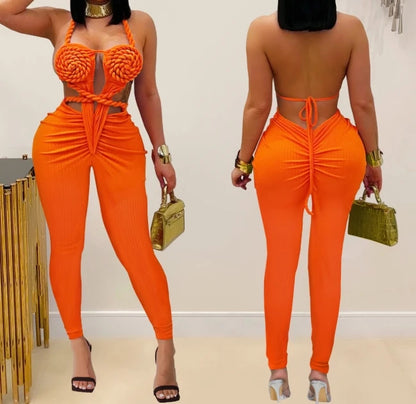 GX7489 Fashion 2025 Clothing Vendor Sexy Halter Sleeveless Jumpsuit