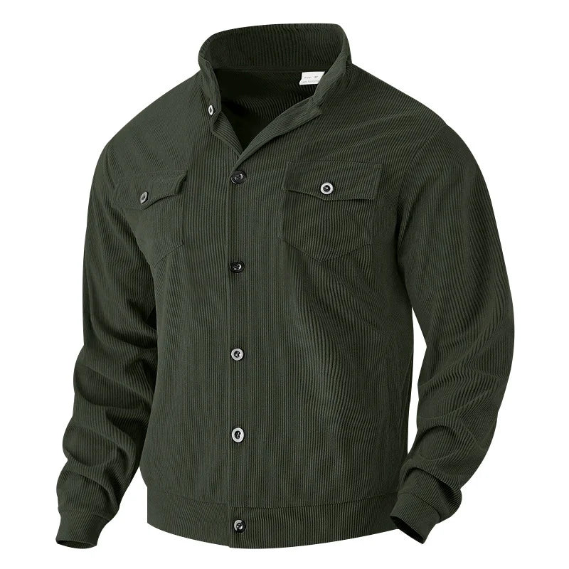 UNIKCOSA Men’s Corduroy Overshirt – Heavyweight Long Sleeve Button-Up with Dual Chest Pockets