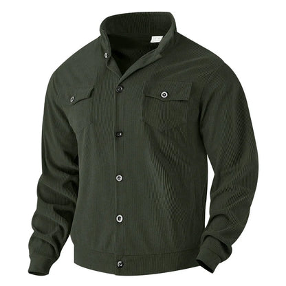 UNIKCOSA Men’s Corduroy Overshirt – Heavyweight Long Sleeve Button-Up with Dual Chest Pockets