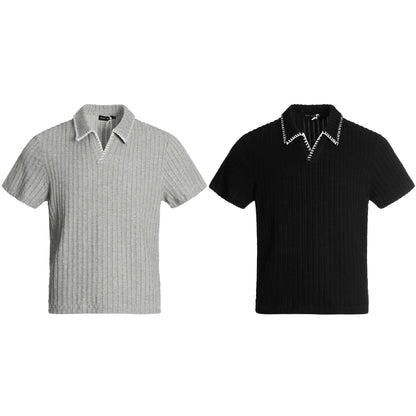 Premium Lightweight Knitted V‑Neck Polo Shirt for Men