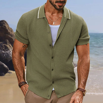 Breathable Summer Men's Casual Single-Breasted Knit Polo Shirt