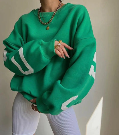 UNIKCOSA Women’s Oversized Hoodie & Sweatpants Set – Cotton Pullover Crop Top Hoodie & Crew Neck Sweatshirt (Screen Print Edition)