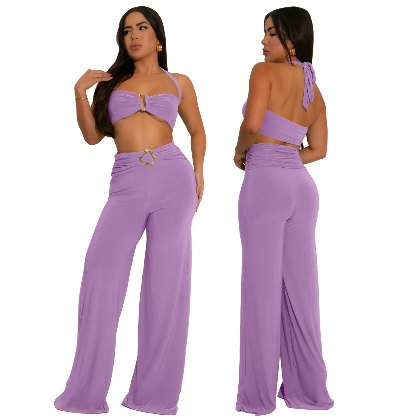 UNIKCOSA Women’s Knit Halter Top & Skirt Set – Solid Collarless Two-Piece Summer Outfit (2025 Casual Chic Edition)