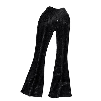 Summer Diamond Leopard Print High Waist Flare Pants for Women