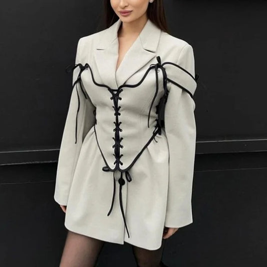 Women's Tweed Commuter Suit with Collar, Long Sleeve Jacket & Waistcoat