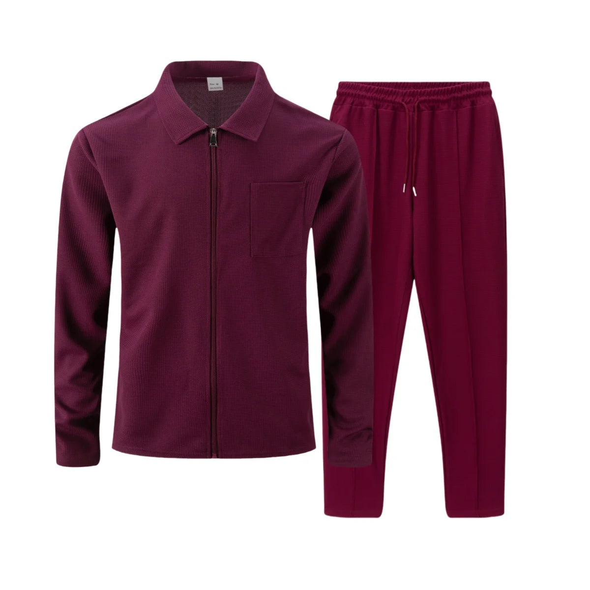 UNIKCOSA Men’s Autumn Outerwear Set – Long-Style Full-Zip Jacket & Pants Two-Piece Suit (220 GSM Polyester Edition)