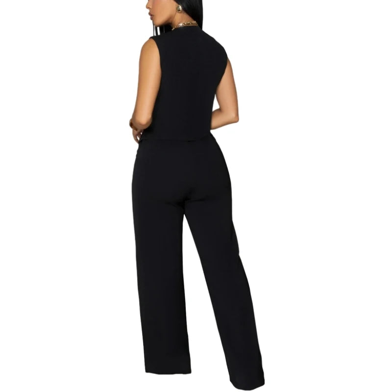 Casual Sleeveless V-Neck Tie-Dye Two-Piece Set for Women