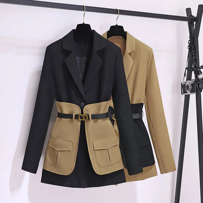 UNIKCOSA Women’s Autumn Suit Jacket – High-End Mid-Length Slim Fit Blazer (Korean Chic Edition)