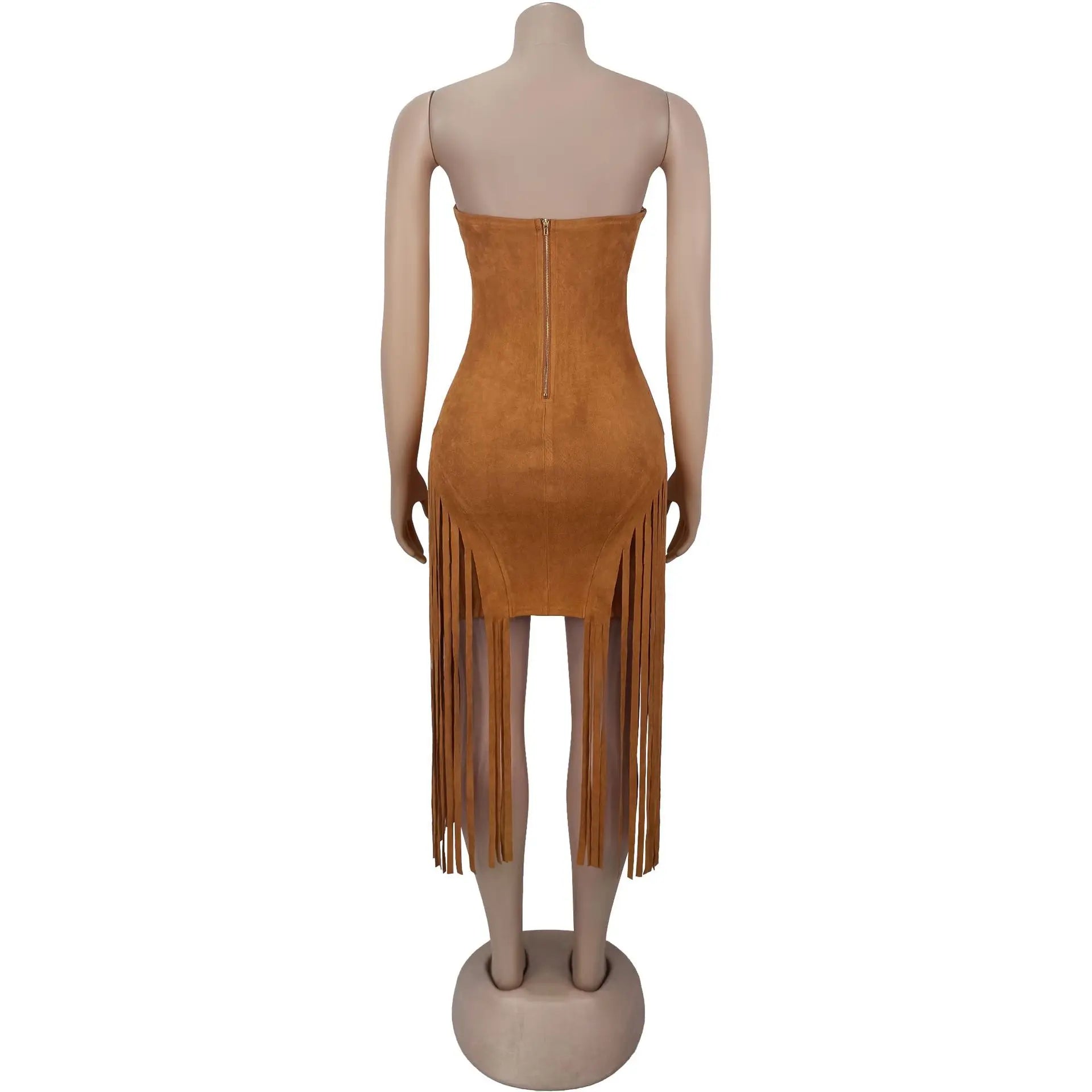 Sexy Sleeveless Tassel Fringe Bodycon Dress for Women