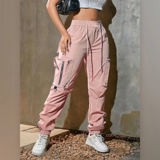 Women's Drawstring Cargo Athletic Pants with Pockets Loose Fit
