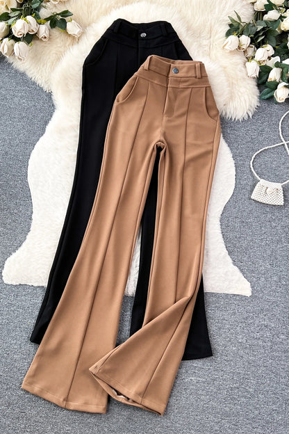 UNIKCOSA Women’s Autumn Flare Pants – High-Waist Printed Long Trousers (Casual Chic Edition)