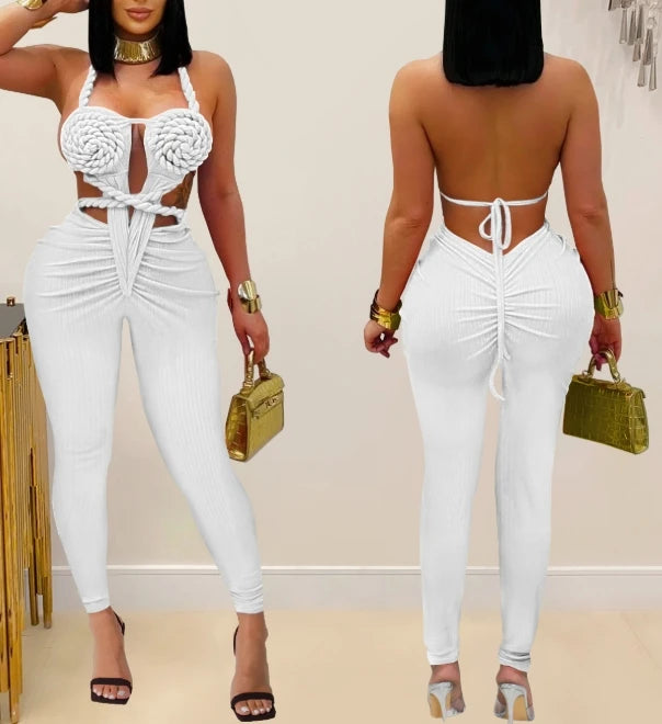 GX7489 Fashion 2025 Clothing Vendor Sexy Halter Sleeveless Jumpsuit