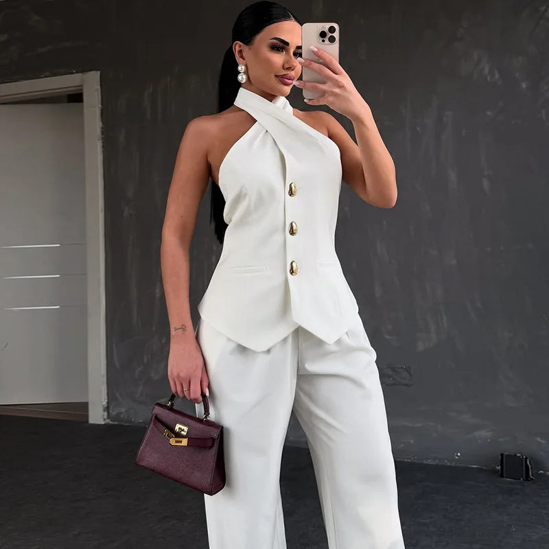 UNIKCOSA’s 2025 European Chic Suit — Blazer Vest + Wide-Leg Trousers Set
