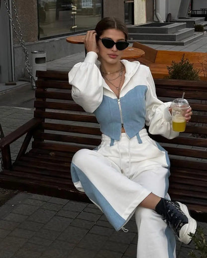 UNIKCOSA Velora Two-Piece Patchwork Sweatshirt Set 💫