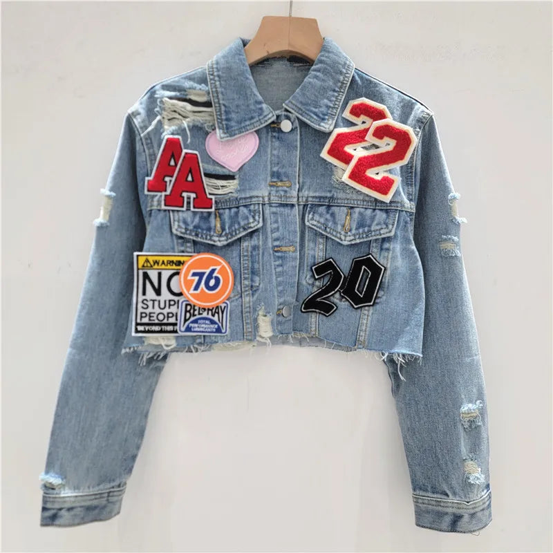 Trendy Women's Denim Jacket Casual Cute Fashionable Lightweight Style