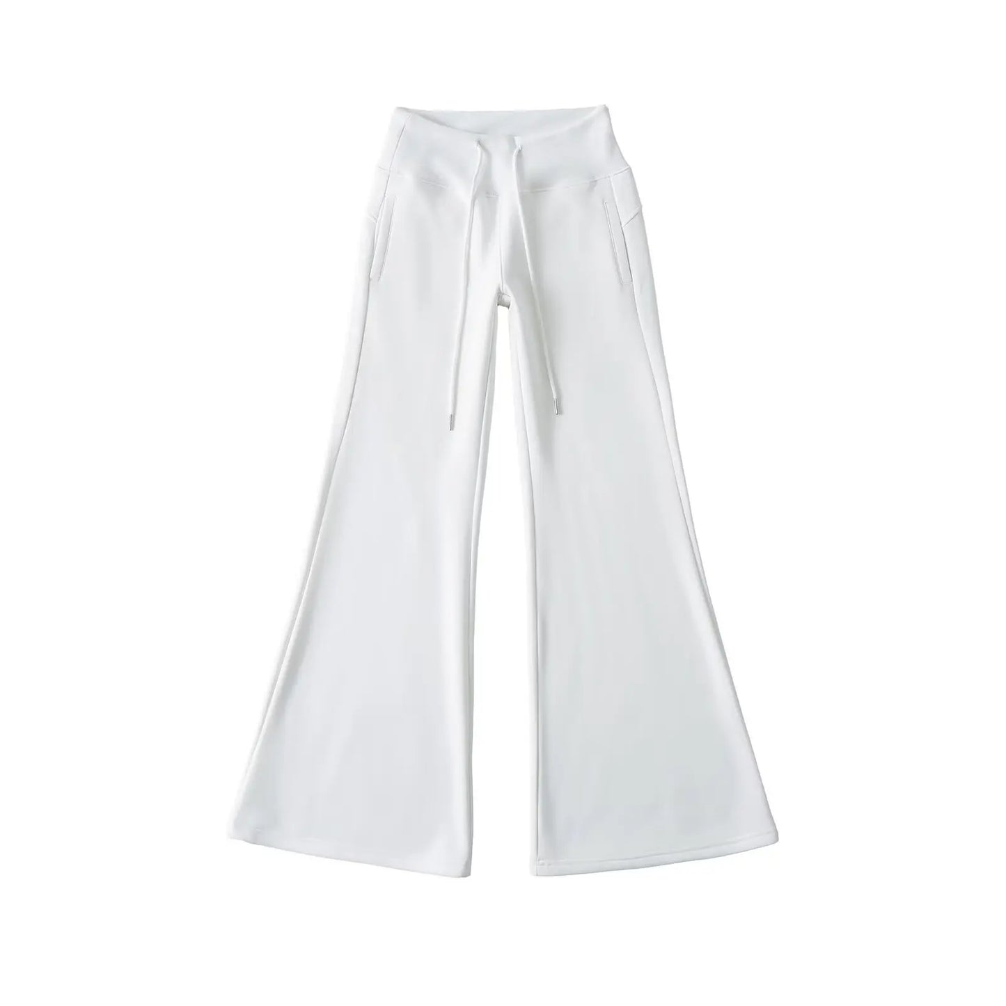 Classic Breathable Pure Color Women's Wide Leg Elastic Waist Trousers