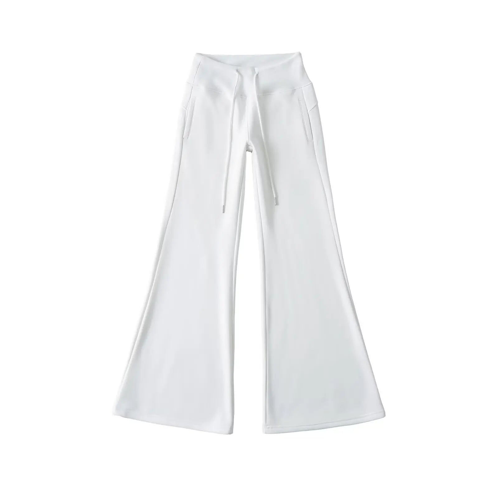 Classic Breathable Pure Color Women's Wide Leg Elastic Waist Trousers