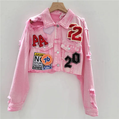 Trendy Women's Denim Jacket Casual Cute Fashionable Lightweight Style