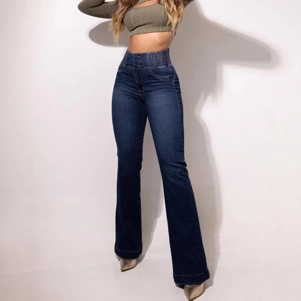 High-Waisted Elastic Denim Pants for Butt Lift Women
