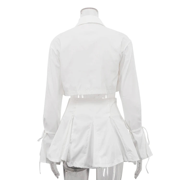 UNIKCOSA Women’s White Two-Piece Set – Summer Crop Top & Mini Skirt Outfit (2025 Casual Fashion Edition)