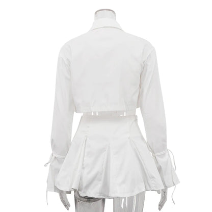 UNIKCOSA Women’s White Two-Piece Set – Summer Crop Top & Mini Skirt Outfit (2025 Casual Fashion Edition)