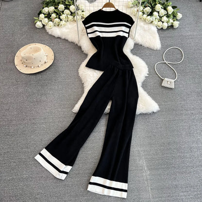 UNIKCOSA Women’s Knit Set – Sleeveless Slim White Top & Casual Straight Pants Two-Piece (Summer Chic Edition)