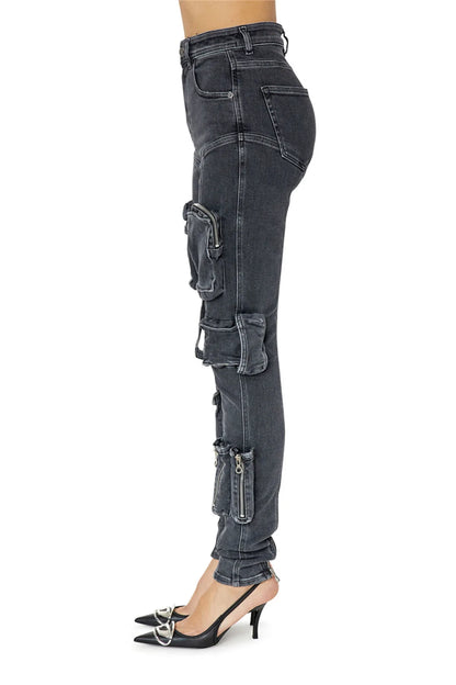 UNIKCOSA Women’s Cargo Jeans – Modern Washed Denim Overalls with Multi-Pockets & Low-Rise Fit (Trendy Streetwear Edition)