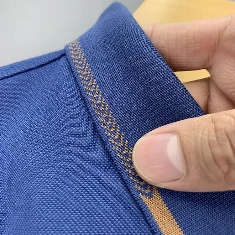 Summer Business Men's Polo Shirt with Embroidered Lapel – Short Sleeve