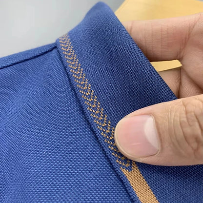 Summer Business Men's Polo Shirt with Embroidered Lapel – Short Sleeve